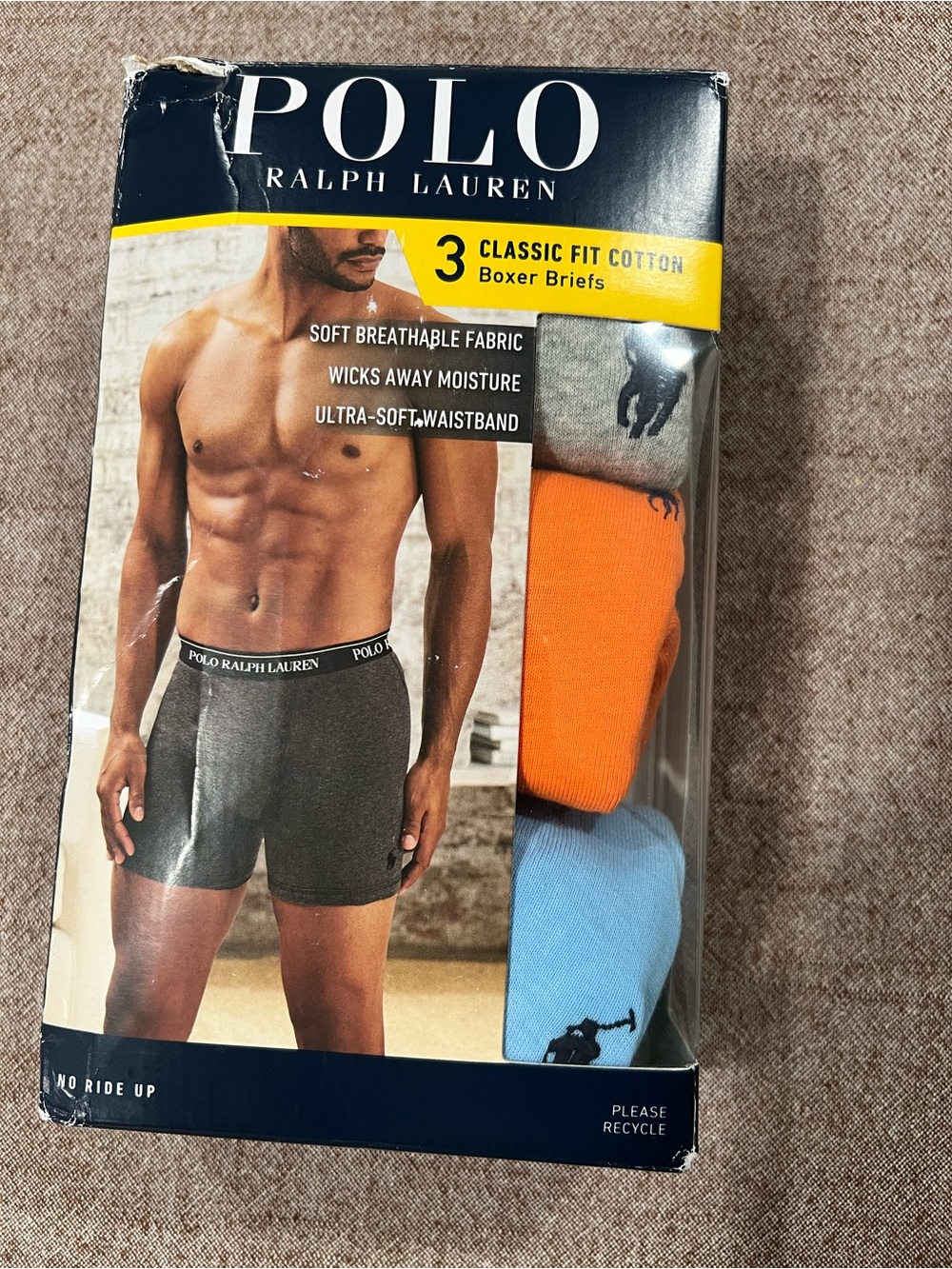 Polo by Ralph Lauren 3-Pack Boxer Briefs in Gray, Orange, Light Blue